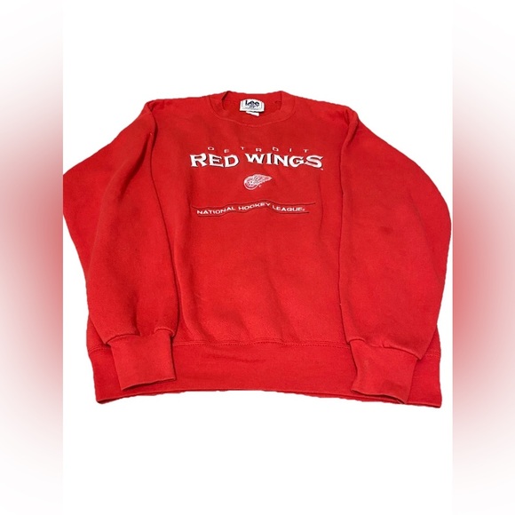Vintage Detroit Red Wings Sweater Mens M Lee Sport Pullover VF Knitwear - Picture 1 of 2